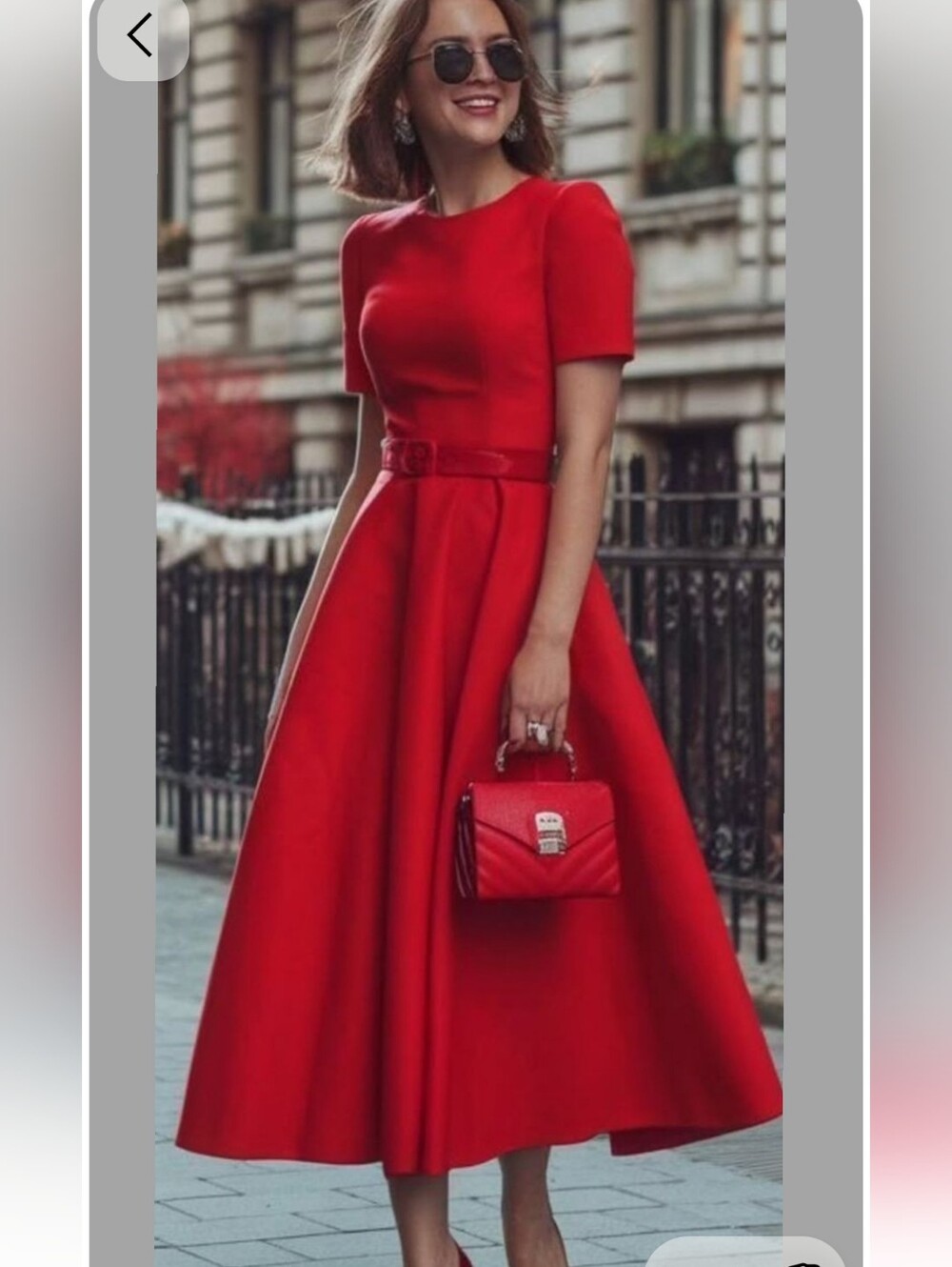 DKNY Women's Vibrant Red Midi Dress - Picture 16 of 16